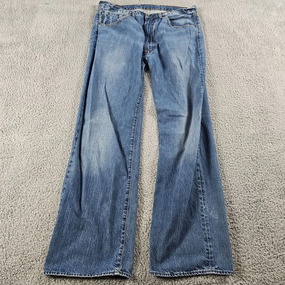 Ralph Lauren Jeans Mens 38x33 Blue Thompson Relaxed Loose Straight Distressed